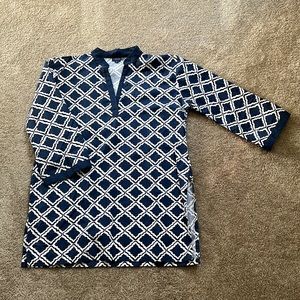 Cape Madras Navy & White Tunic Top; Size L; worn once